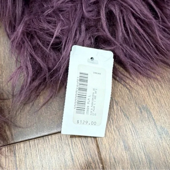 Donna Salyers Fabulous Furs Faux Kid’s Fashionista Jacket Plum Large 10-12